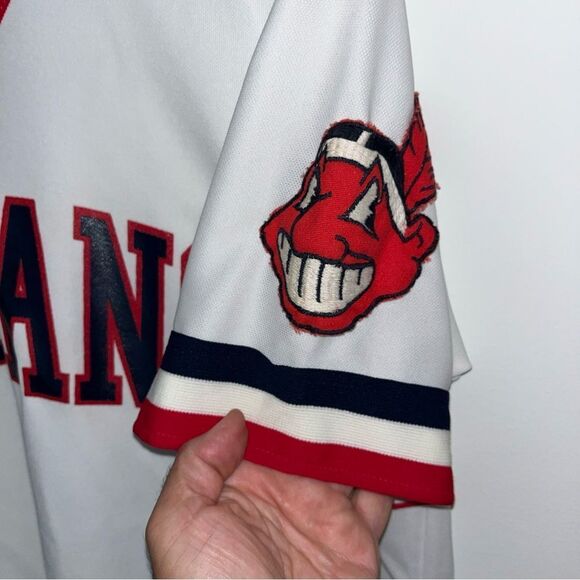 Vintage Cleveland Indians pro Knit Jersey #7 Chief Wahoo Baseball MLB USA made L - Picture 2 of 8